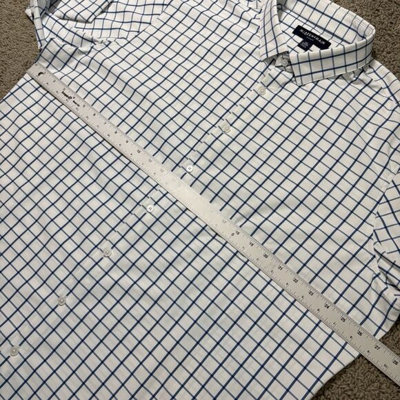 Mizzen Main Leeward Dress Shirt Men’s 2XL White Blue Check Stretch Long Sleeve - Picture 6 of 7